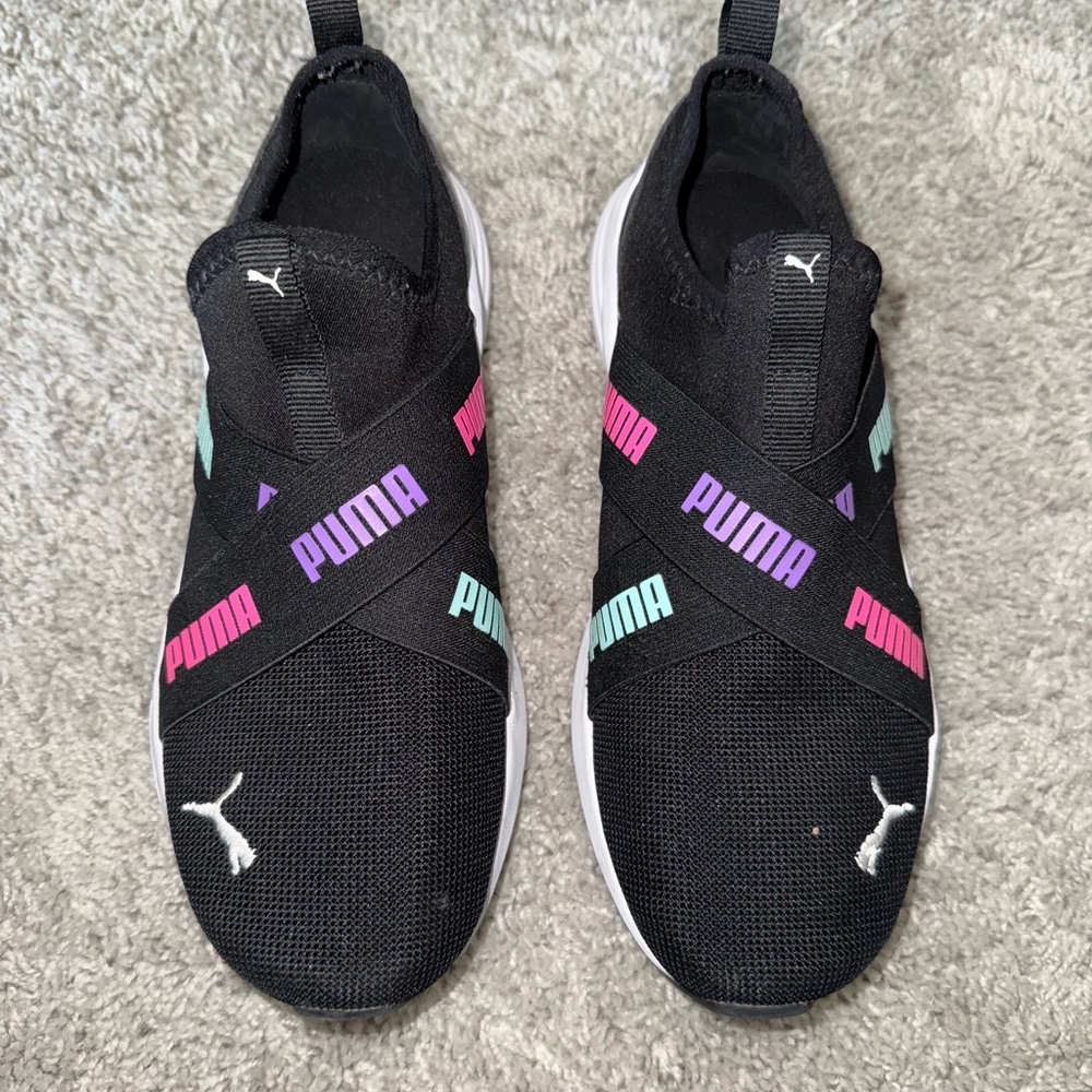 Puma Kids Black Sneakers with Multicolor Straps